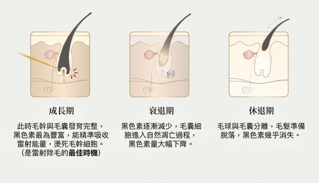 海神雷射需依照毛髮生長週期重複施打，以達到最佳除毛效果